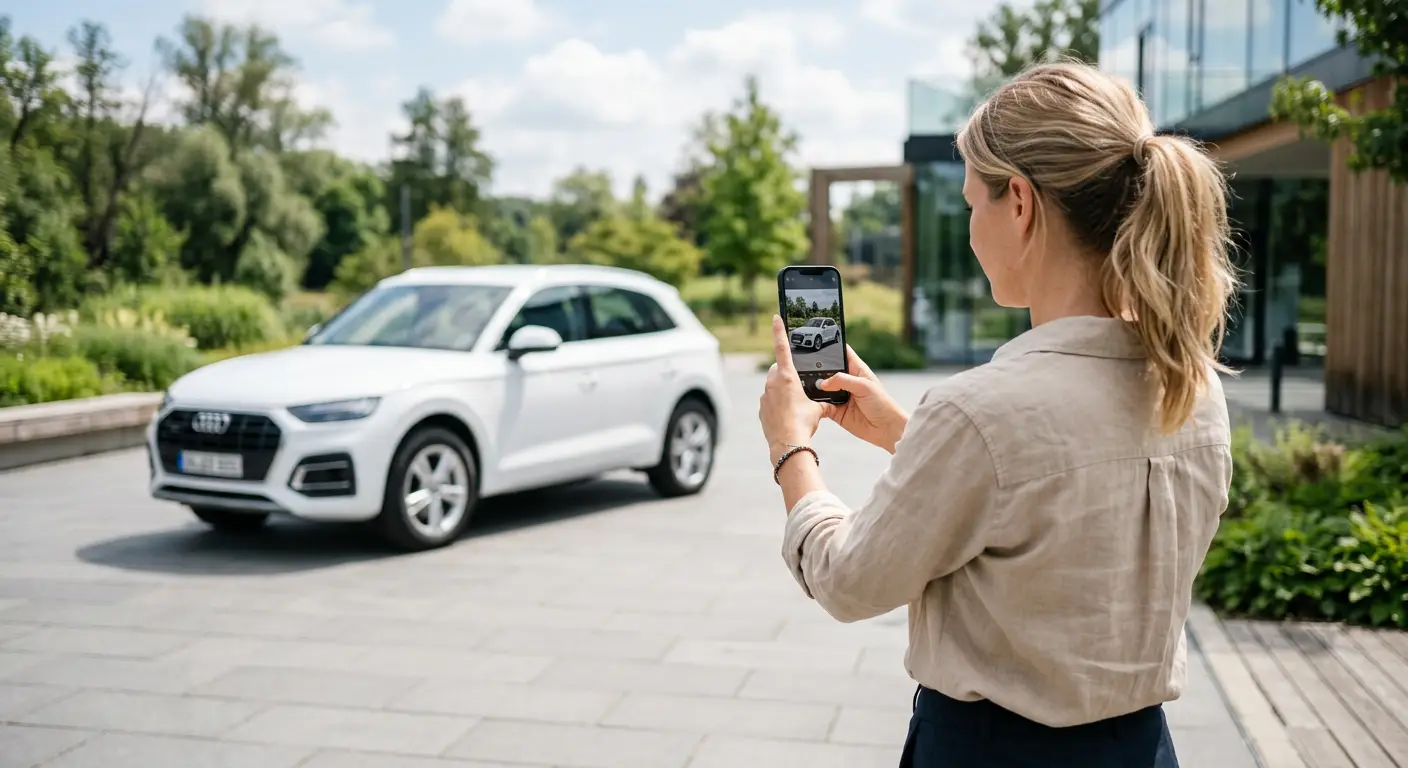 Seller taking photo of a car